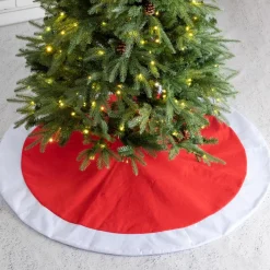 Glitzhome 48In D Red And White Felt Christmas Tree Skirt Sale