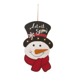Glitzhome 19In H Lighted 3D Wooden Metal Snowman Wall Decor Online