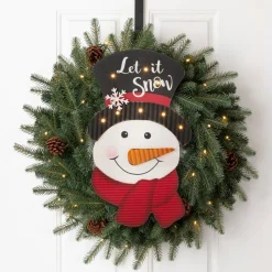 Glitzhome 19In H Lighted 3D Wooden Metal Snowman Wall Decor Online