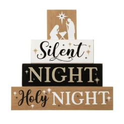 Glitzhome 12In H Lighted Wooden Nativity Block Word Sign Outlet