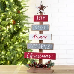 Glitzhome 20In H Wooden Sign Table Tree Decor