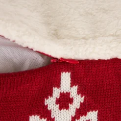 Glitzhome 18In Knitted Snowflake Acrylic Red Pillow Cover With Tassels Sale