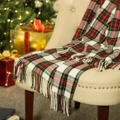 Glitzhome 60In L Acrylic Plaid Woven Throw Outlet