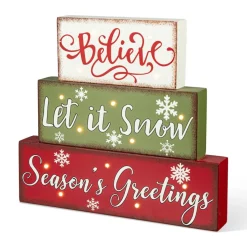 Glitzhome 12In L Led Lighted Wooden And Metal Block Word Sign Sale