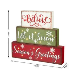 Glitzhome 12In L Led Lighted Wooden And Metal Block Word Sign Sale