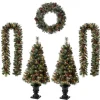 Glitzhome Led Glittered Christmas Wreath, 2Pk Garland, 2Pk Tree Outlet