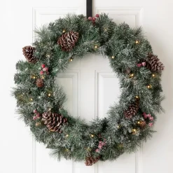 Glitzhome Led Glittered Christmas Wreath, 2Pk Garland, 2Pk Tree Outlet
