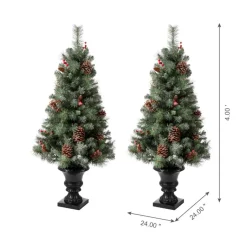 Glitzhome Led Glittered Christmas Wreath, 2Pk Garland, 2Pk Tree Outlet