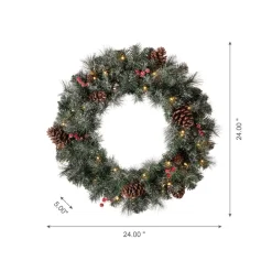 Glitzhome Led Glittered Christmas Wreath, 2Pk Garland, 2Pk Tree Outlet