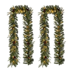 Glitzhome 2Pk 9' Pre-Lit Leds Greenery Pinecone Christmas Garland Online