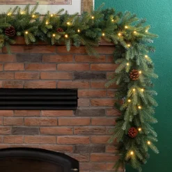 Glitzhome 2Pk 9' Pre-Lit Leds Greenery Pinecone Christmas Garland Online