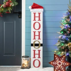 Glitzhome Reversible Wooden Hohoho/Snowman Porch Sign Hot