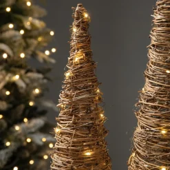 Glitzhome Set Of 2 Lighted Rattan Christmas Table Tree Decor Outlet