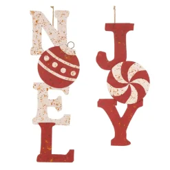 Glitzhome Set Of 2 Rusty Metal Joy And Noel Yard Stake Or Wall Decor Outlet