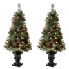 Glitzhome Set Of Two 4Ft Flocked Christmas Tree With 100 Warm White Outlet