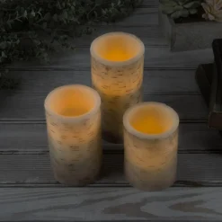 Lavish Home Flickering Flameless Led Candles With Birch Bark- Set Of 3 Best