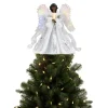 Mr. Christmas 12" Fiber Optic Angel Tree Topper Black Discount