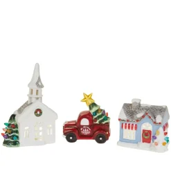Mr. Christmas Nostalgic Ceramic Village - Set Of 3 New