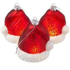 Mr. Christmas 3-Pack Mercury Glass Santa Hat Ornaments With Timer Hot