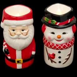 Mr. Christmas Set Of 2 Ceramic Figure Candles Clearance