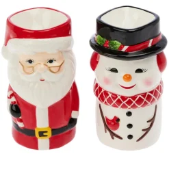 Mr. Christmas Set Of 2 Ceramic Figure Candles Clearance