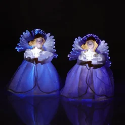 Mr. Christmas Set Of Two 6" Fiber Optic Angel Ornaments With Timer Hot
