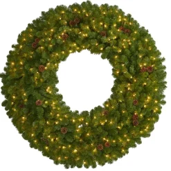 Nearly Natural 5 Ft. Giant Christmas Wreath With 280 Warm White Lights Online