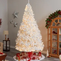 Nearly Natural 9 Ft. White Christmas Tree With 650 Led Lights Outlet