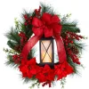 Nearly Natural 28" Poinsettia & Berry Wreath With Lantern & Led Candle Sale