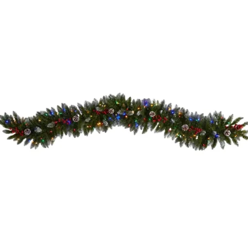 Nearly Natural 6' Snow Tipped Extra Wide Christmas Garland W/ 100 Lights Outlet
