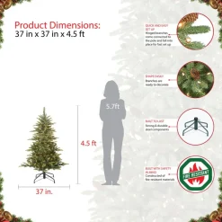 Puleo International Puleo 4-1/2 Ft. Pre-Lit Arctic Fir Artificial Christmas Tree Discount