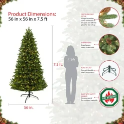 Puleo International Puleo 9 Ft. Pre-Lit Green Mountain Fir Artificial Christmas Tree New