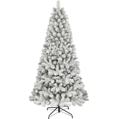 Puleo International 6.5 Ft. Flocked Virginia Pine Tree, 787 Tips Clearance