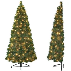 Puleo International 6.5 Ft. Pre-Lit Wall Half Tree, Clear Lights Discount