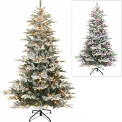 Puleo International 7.5' Pre-Lit Flocked Aspen Fir Tree Sale