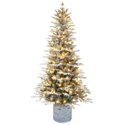 Puelo International Puleo International 6' Pre-Lit Potted Flocked Arctic Fir Tree Online