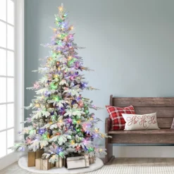 Puleo International 7' Pre-Lit Flocked Utah Fir Tree, 500 Led Lights Online