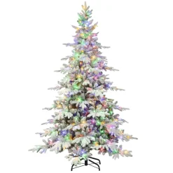 Puleo International 7' Pre-Lit Flocked Utah Fir Tree, 500 Led Lights Online