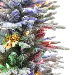 Puelo International Puleo International 6' Pre-Lit Potted Flocked Arctic Fir Pencil Tree Outlet