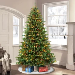 Puleo International 7.5' Pre-Lit Franklin Fir Christmas Tree Discount
