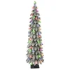 Puelo International Puleo International 4' Pre-Lit Multicolor Flocked Alpine Pencil Tree New