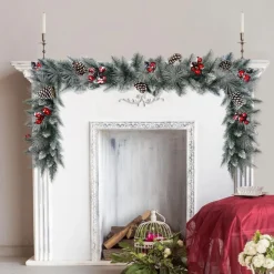 Puleo International 9' Sterling Pine Garland With Silver Glitter Online