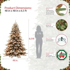 Puleo International Puleo Intl. 6.5' Pre-Lit Royal Majestic Spruce Green Tree Flocked Tree Online