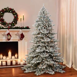 Puleo International Puleo Intl. 7.5' Pre-Lit Royal Fraser Fir Flocked Tree W/ Memory Tips New