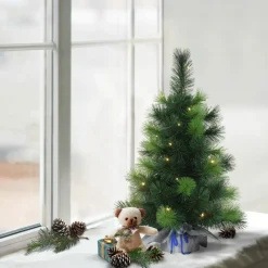 Puleo International Puleo Intl. Pre-Lit 2' Table Top Artificial Christmas Tree Silver Sac New