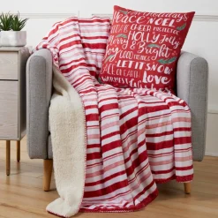 Sara B . Candy Cane Stripe Throw & Pillow Set Discount