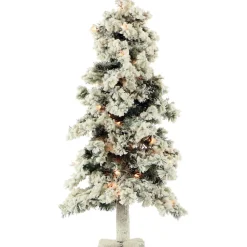 Almo Set Of 3 Snowy Alpine Trees With Clear Lights (2-Ft. 3-Ft. 4-Ft.) Discount