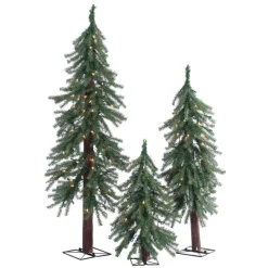Sterling 2', 3' And 4' Lighted Deluxe Alpine Trees - Set Of 3