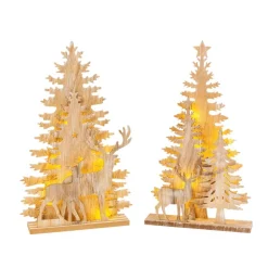 Gerson The Companies 2-Pc Set 17.25In Lighted Trees And Reindeer Decor Clearance