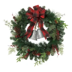 Gerson The Company 32" Mixed Pine Wreath W Berries, Bells, Cone, Cedar Sale